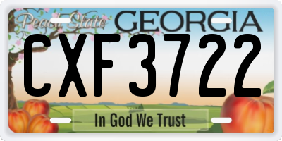 GA license plate CXF3722