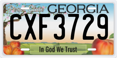GA license plate CXF3729