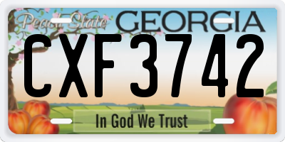GA license plate CXF3742