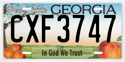 GA license plate CXF3747
