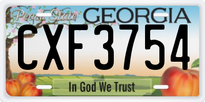 GA license plate CXF3754