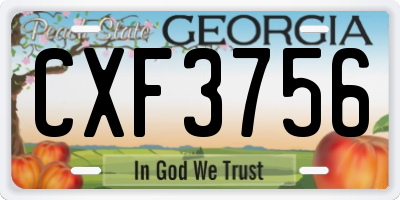 GA license plate CXF3756