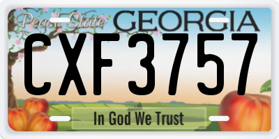 GA license plate CXF3757