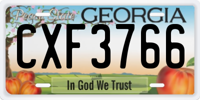 GA license plate CXF3766