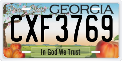 GA license plate CXF3769