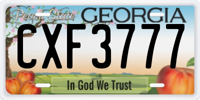 GA license plate CXF3777