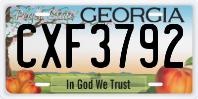 GA license plate CXF3792