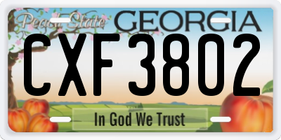 GA license plate CXF3802