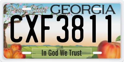 GA license plate CXF3811