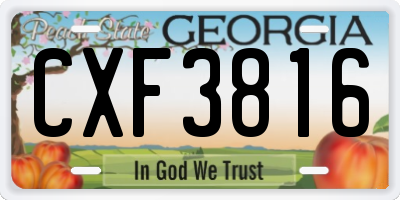 GA license plate CXF3816