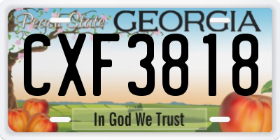 GA license plate CXF3818