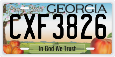 GA license plate CXF3826