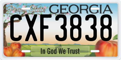 GA license plate CXF3838