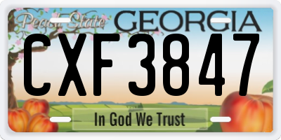 GA license plate CXF3847