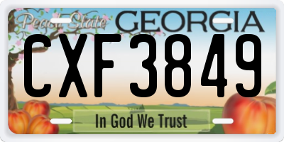 GA license plate CXF3849