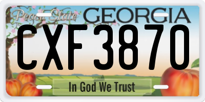 GA license plate CXF3870