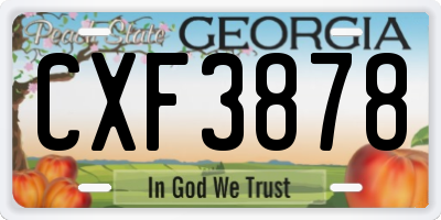 GA license plate CXF3878
