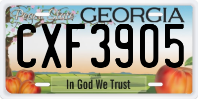 GA license plate CXF3905