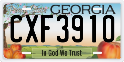 GA license plate CXF3910