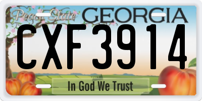 GA license plate CXF3914