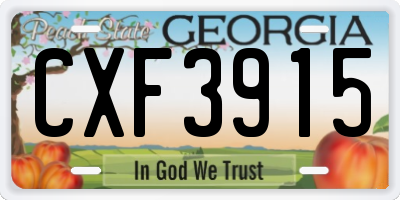 GA license plate CXF3915