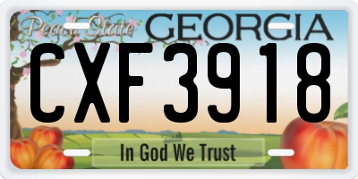 GA license plate CXF3918