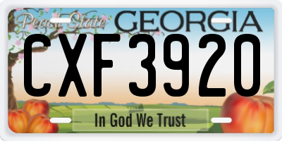 GA license plate CXF3920