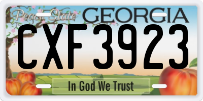 GA license plate CXF3923