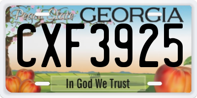 GA license plate CXF3925
