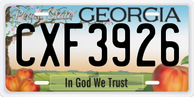 GA license plate CXF3926