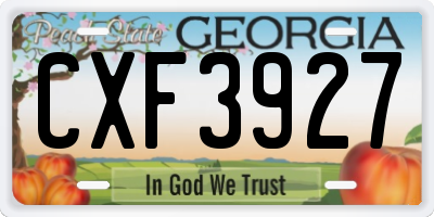 GA license plate CXF3927