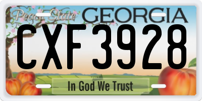 GA license plate CXF3928