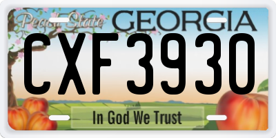 GA license plate CXF3930