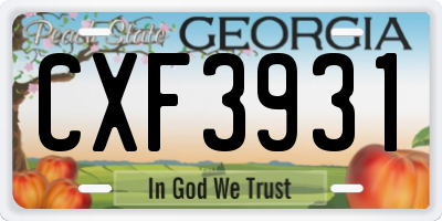 GA license plate CXF3931