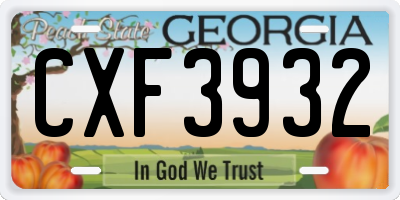 GA license plate CXF3932