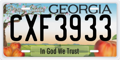 GA license plate CXF3933