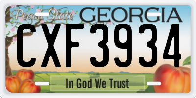 GA license plate CXF3934
