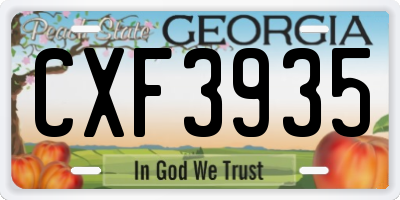 GA license plate CXF3935