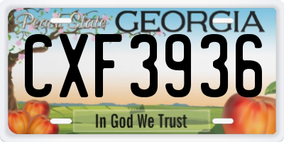 GA license plate CXF3936