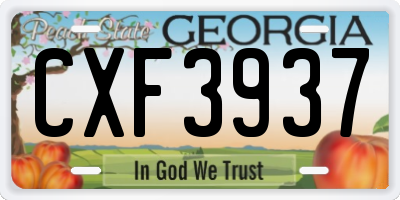 GA license plate CXF3937
