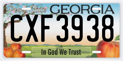 GA license plate CXF3938
