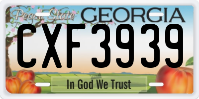 GA license plate CXF3939