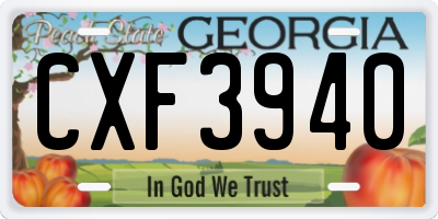 GA license plate CXF3940