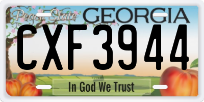 GA license plate CXF3944