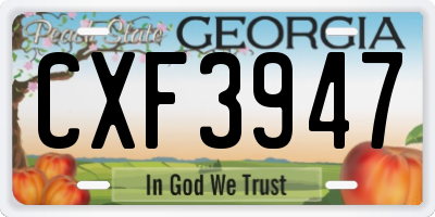 GA license plate CXF3947