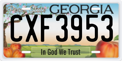 GA license plate CXF3953
