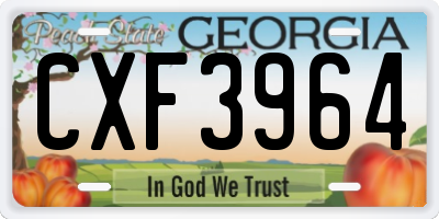 GA license plate CXF3964