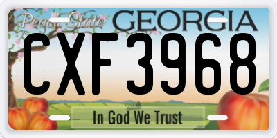 GA license plate CXF3968