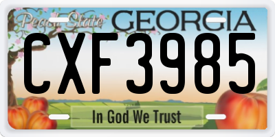 GA license plate CXF3985