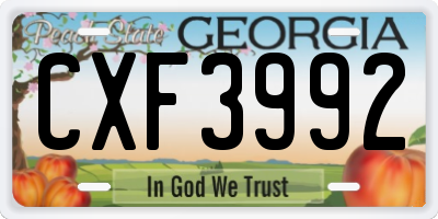 GA license plate CXF3992